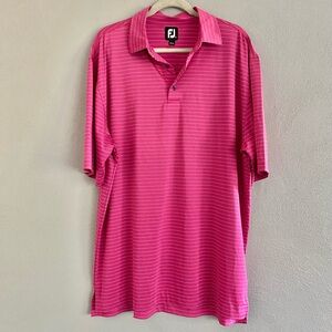 FootJoy FJ Golf Polo Mens Size XL Vineyards Country Club Pink Stripe Collared